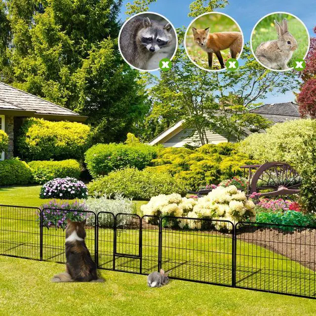 Alt view image 2 of 6 - 24in x 85ft Decorative Garden Fence Rustproof Folding Fencing Landscape Patio Flower Bed Animal Barrier Border for Dog Outdoor Fences Black