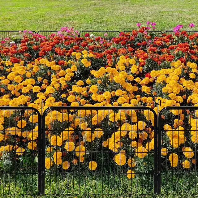 Alt view image 4 of 6 - 24in x 85ft Decorative Garden Fence Rustproof Folding Fencing Landscape Patio Flower Bed Animal Barrier Border for Dog Outdoor Fences Black