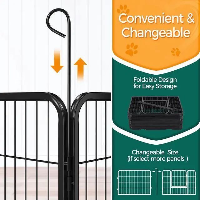 Alt view image 6 of 6 - 24in x 85ft Decorative Garden Fence Rustproof Folding Fencing Landscape Patio Flower Bed Animal Barrier Border for Dog Outdoor Fences Black