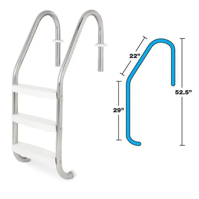 Alt view image 5 of 5 - HYDROTOOLS Stainless Steel Pool Ladder Heavy Duty Swimming Step Accessory, In-Ground, 52.5"