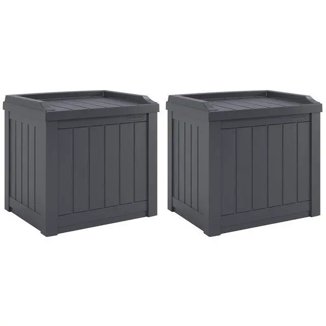 Main image of 2 Pack Small Deck Box Storage w/Bench Seat for Indoor & Outdoor Use, 22 Gal., Cyberspace
