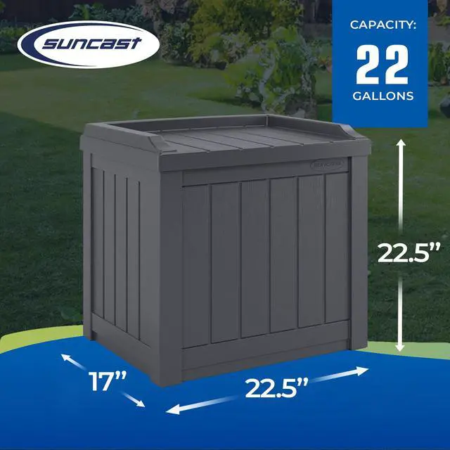 Alt view image 3 of 6 - 2 Pack Small Deck Box Storage w/Bench Seat for Indoor & Outdoor Use, 22 Gal., Cyberspace