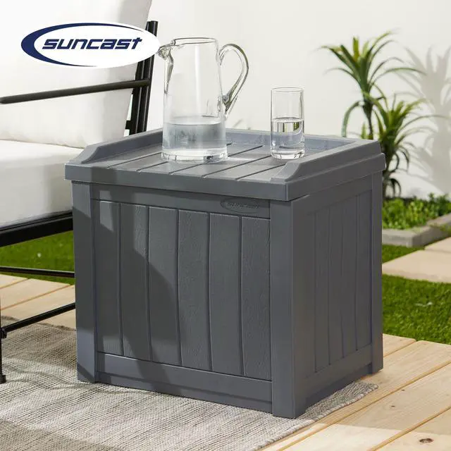 Alt view image 4 of 6 - 2 Pack Small Deck Box Storage w/Bench Seat for Indoor & Outdoor Use, 22 Gal., Cyberspace