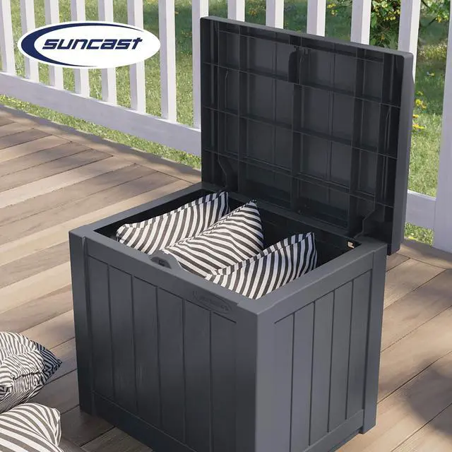 Alt view image 5 of 6 - 2 Pack Small Deck Box Storage w/Bench Seat for Indoor & Outdoor Use, 22 Gal., Cyberspace