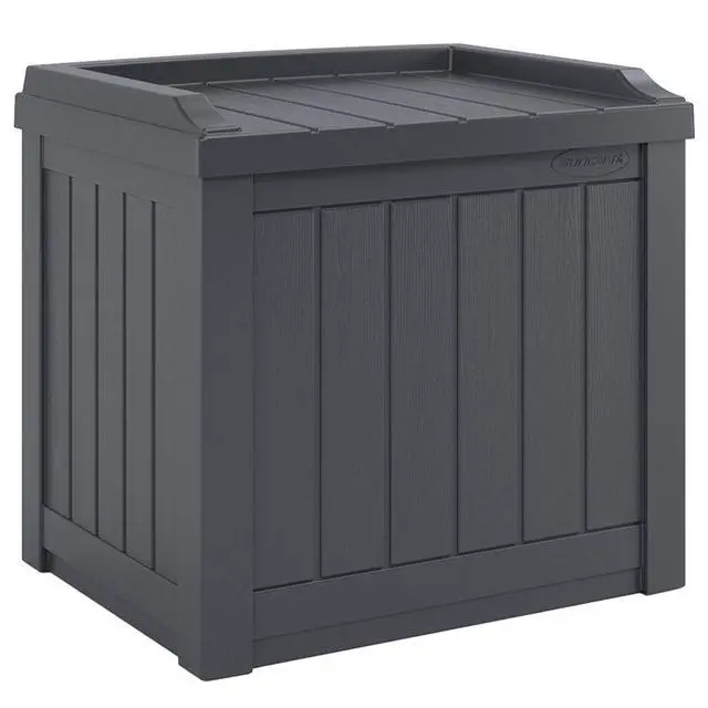 Alt view image 6 of 6 - 2 Pack Small Deck Box Storage w/Bench Seat for Indoor & Outdoor Use, 22 Gal., Cyberspace
