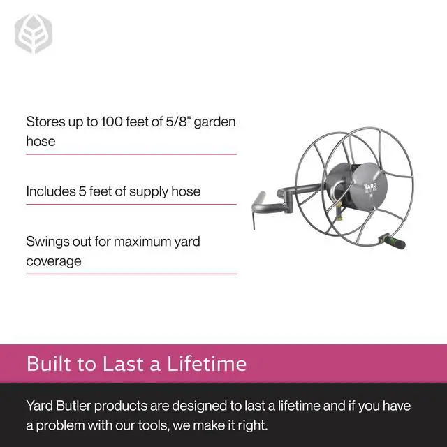 Alt view image 4 of 6 - Swivel Hose Reel Wall Mount - 180 Degree Pivot Hose Hanger - Great for Garden Storage - Heavy Duty Steel - ISRWM-180