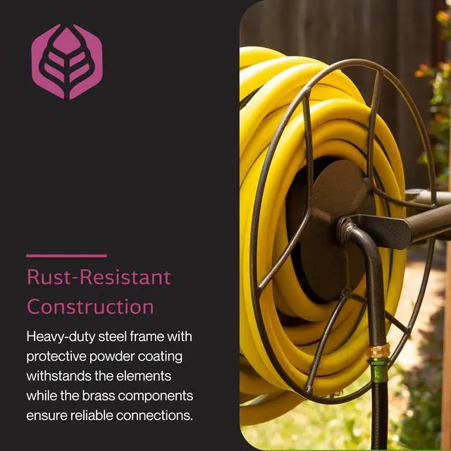Alt view image 5 of 6 - Swivel Hose Reel Wall Mount - 180 Degree Pivot Hose Hanger - Great for Garden Storage - Heavy Duty Steel - ISRWM-180