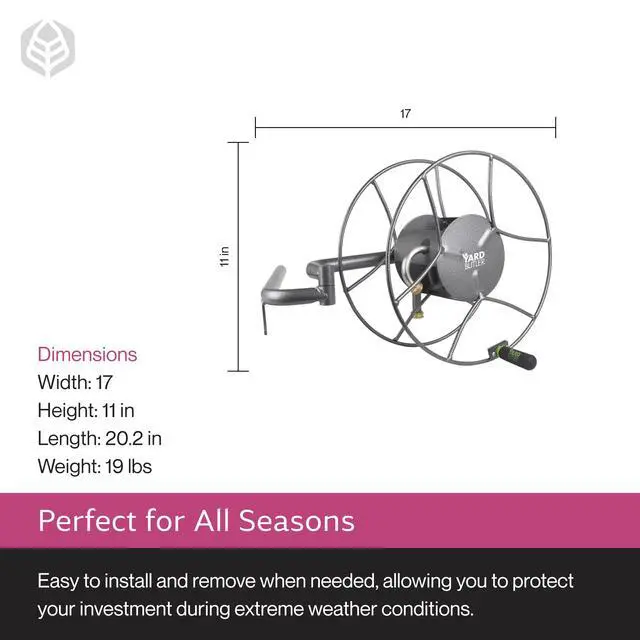 Alt view image 6 of 6 - Swivel Hose Reel Wall Mount - 180 Degree Pivot Hose Hanger - Great for Garden Storage - Heavy Duty Steel - ISRWM-180