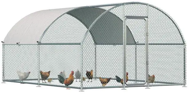 Main image of Metal Chicken Coop Run, 13x10 Ft, Dome Roof | Rust-Resistant Galvanized Steel Tube with Wire Mesh, 420D Oxford Fabric Waterproof Cover