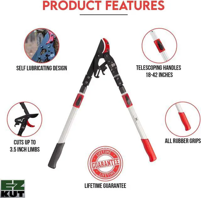 Alt view image 2 of 6 - Tree Trimming Combo Kit Includes 42" Extendable Ratcheting Lopper + Sling Pak Sheath + Bonus Replacement Blade Heavy Duty Garden Tools Set, Pruning Shears for Thick Branches (Green Pack)