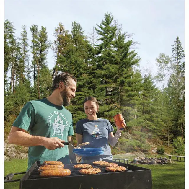 Alt view image 2 of 6 - Heavy-Duty Park-Style Charcoal BBQ Grill for Camping, Outdoor Cooking, Backyard, Patio, Camp Grilling Barbecues, 20.5 x 20.5 x 8.25"h