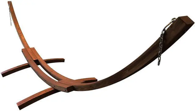 Main image of 14 Ft. Wooden Arc Hammock Stand. 450 LB Capacity. Teak Stain Finish