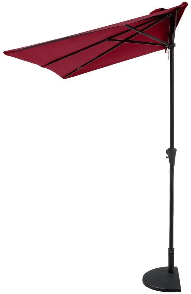 Main image of 7.5 by 4 Half Rectangular Outdoor Patio Umbrella with Base Included, Perfect for Balcony, Garden, Deck