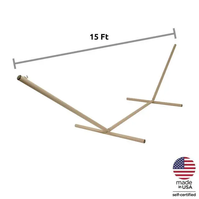 Alt view image 2 of 3 - 15 ft. Tri-Beam Steel Hammock Stand with Right Connection Design and Cape Shield Powder Coating, 600 LB Weight Capacity, Handcrafted in The USA - Taupe