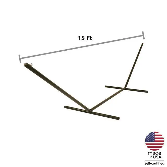 Alt view image 2 of 5 - 15 ft. Tri-Beam Steel Hammock Stand with Right Connection Design and Cape Shield Powder Coating, 600 LB Weight Capacity, Handcrafted in The USA - Bronze