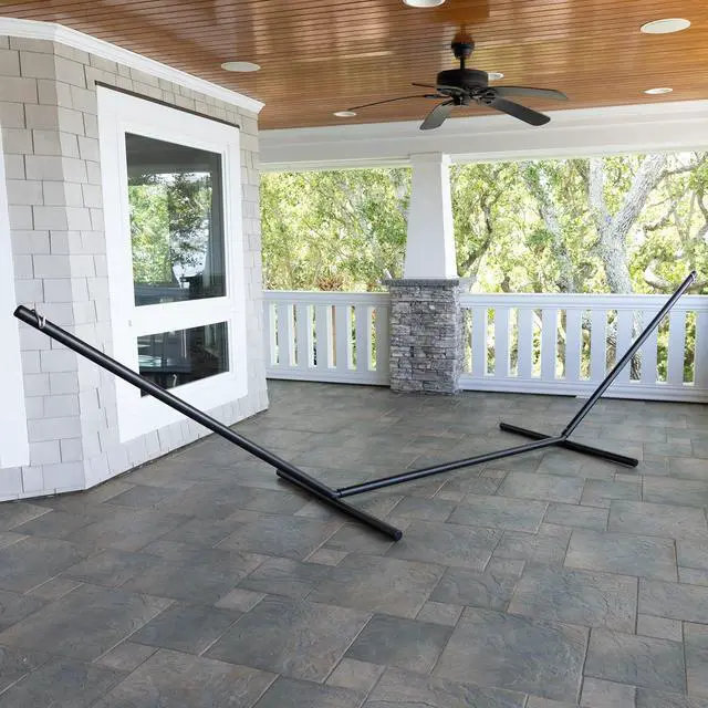 Alt view image 3 of 5 - 15 ft. Tri-Beam Steel Hammock Stand with Right Connection Design and Cape Shield Powder Coating, 600 LB Weight Capacity, Handcrafted in The USA - Bronze