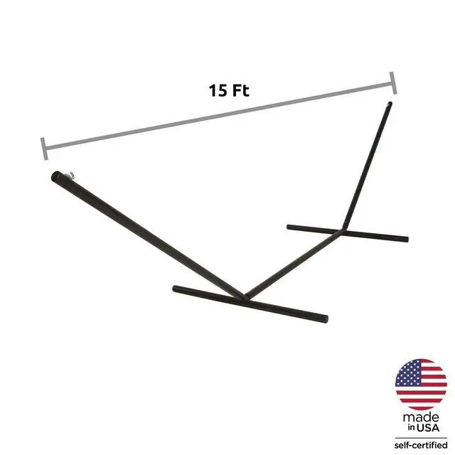 Alt view image 2 of 3 - 15 ft. Tri-Beam Steel Hammock Stand with Right Connection Design and Cape Shield Powder Coating, 600 LB Weight Capacity, Handcrafted in The USA - Black