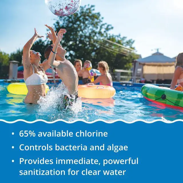 Alt view image 4 of 6 - Chlorine and Shock Bundle for Sanitizing Swimming Pools Includes 25 Pound Bucket of 4-Inch Chlorine Sticks and 12 x 1 Pound Bags of 68% Cal-Hypo Pool Shock