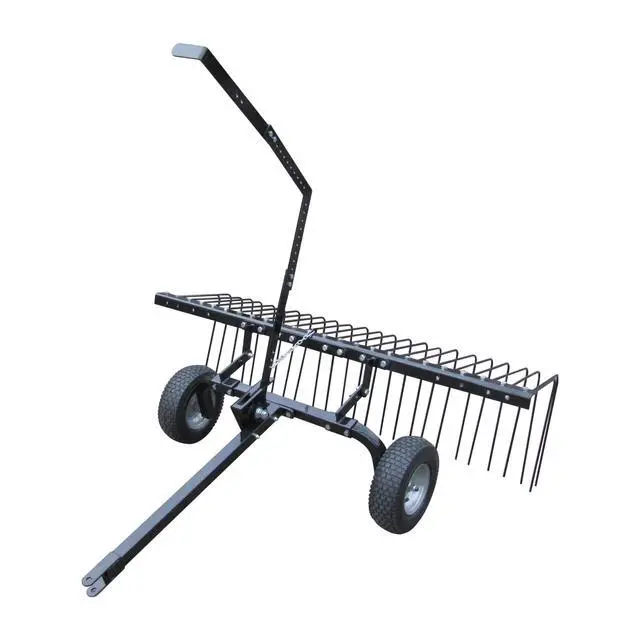 Alt view image 4 of 6 - Pine Straw Rake, Steel Lawn Sweeper with 24 Spring Tines, 60-Inch - Leaf Collector Attachment with Pin Hitch for ATV, UTV or Utility Tractor