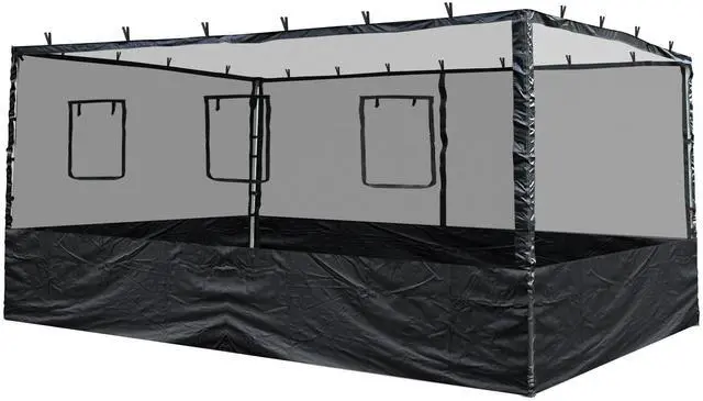 Main image of Pop Up Canopy Half Mesh Sidewall with Windows for 10x15 ft Outdoor Camping Fishing Tent Mesh Enclosures,4pcs Screened Wall Only