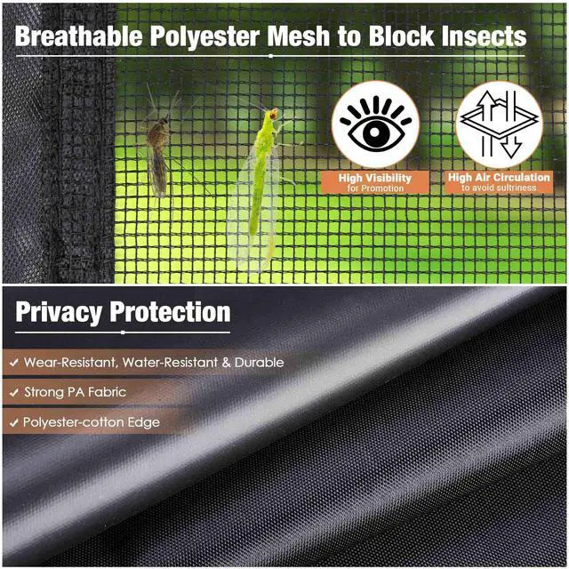 Alt view image 4 of 6 - Pop Up Canopy Half Mesh Sidewall with Windows for 10x15 ft Outdoor Camping Fishing Tent Mesh Enclosures,4pcs Screened Wall Only
