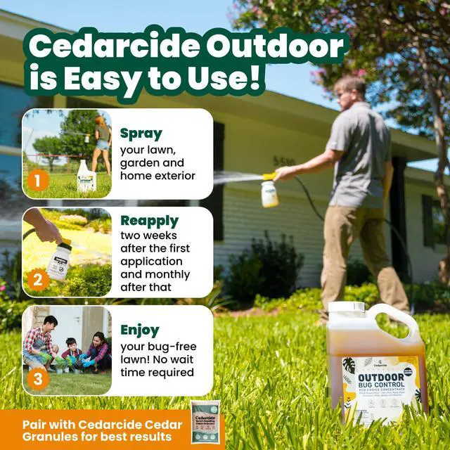 Alt view image 3 of 6 - Outdoor Bug Control | Kills & Repels Mosquitoes, Ticks, Fleas, Mites & More with Natural Essential Oils | Family & Pet-Safe | PCO Choice | Lemongrass Gallon with Sprayer