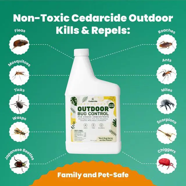 Alt view image 4 of 6 - Outdoor Bug Control | Kills & Repels Mosquitoes, Ticks, Fleas, Mites & More with Natural Essential Oils | Family & Pet-Safe | PCO Choice | Lemongrass Gallon with Sprayer