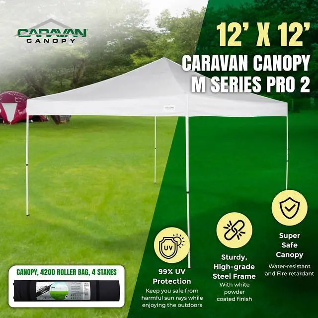 Alt view image 2 of 6 - Canopy Sports M-Series 2 12 x 12 Foot Steel Frame Straight Leg Instant Outdoor Canopy, Beach and Tailgate Essentials, White