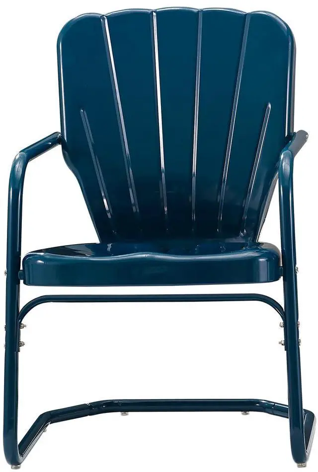Alt view image 4 of 6 - Ridgeland 2-Piece Outdoor Chair Set, Retro Metal Patio Chairs for Dining, Porch, Deck, Navy