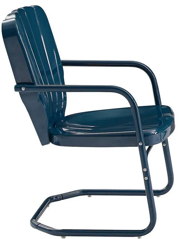 Alt view image 6 of 6 - Ridgeland 2-Piece Outdoor Chair Set, Retro Metal Patio Chairs for Dining, Porch, Deck, Navy