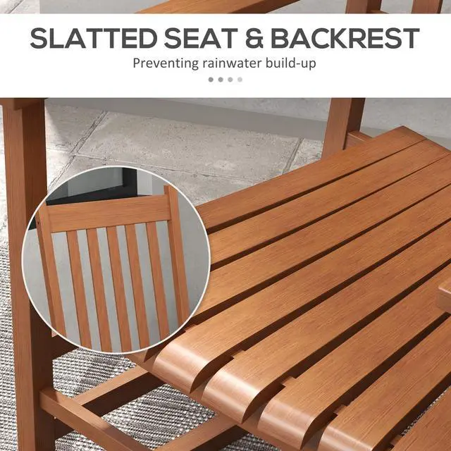 Alt view image 6 of 6 - Outdoor Rocking Chair Set of 2, Patio Rocking Chair with Smooth Curves, High Density Wooden Rockers for Lawn Garden Porch, Supports Up to 350lbs, Teak