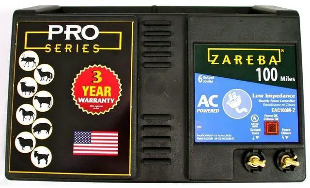 Main image of 100 Mile AC Powered Low Impedance Electric Fence Charger - Plug In Fence Charger - Contain Bulls, Cattle, Bulls, Exotics, Goats, Horses & More - Keep Predators Out - EAC100M-Z