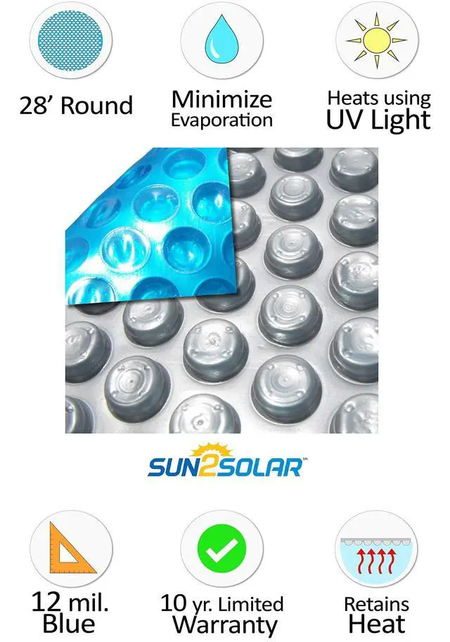 Alt view image 2 of 3 - Space Age 28-Foot Round Solar Cover | 12 Mil | Heating Blanket for Above-Ground or In-Ground Swimming Pools | Place Bubble-Side Facing Down in Pool