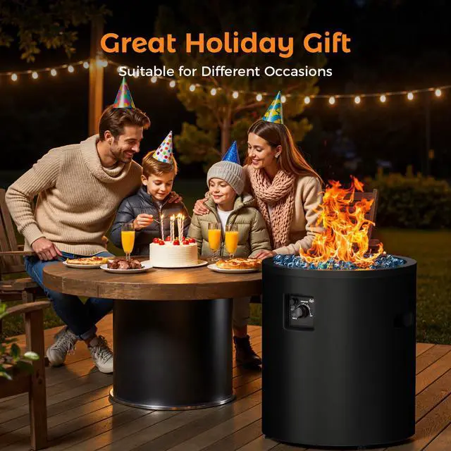 Alt view image 3 of 6 - 50,000 BTU Propane Fire Pit Outside, 23 inch Outdoor Fire Pit Round, Black Firepits for Outside Patio, Garden, Backyard
