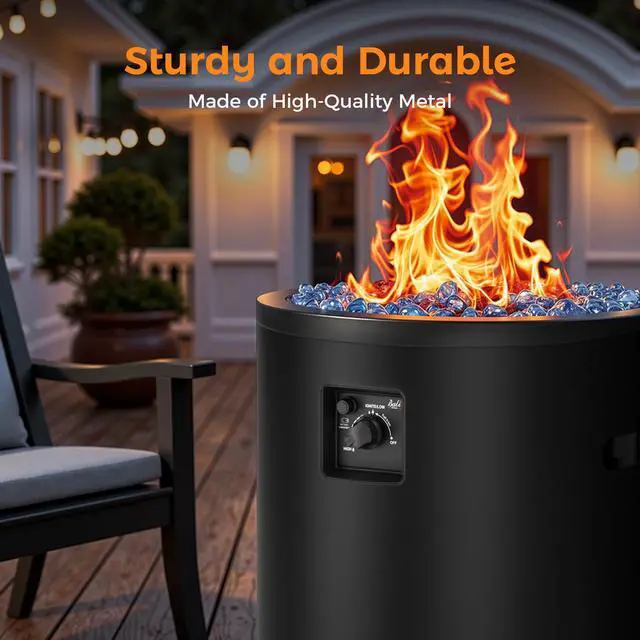 Alt view image 4 of 6 - 50,000 BTU Propane Fire Pit Outside, 23 inch Outdoor Fire Pit Round, Black Firepits for Outside Patio, Garden, Backyard