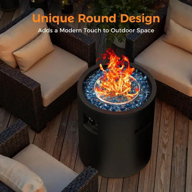 Alt view image 5 of 6 - 50,000 BTU Propane Fire Pit Outside, 23 inch Outdoor Fire Pit Round, Black Firepits for Outside Patio, Garden, Backyard