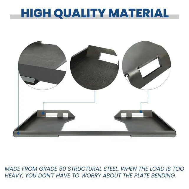 Alt view image 5 of 6 - 1/2" Thick Quick Tach Cut Out Mount Plate, Steel Skid Steer Quick Tach Attachment Adapter Plate Compatible with Bobcat, Kubota Tractors with One Year