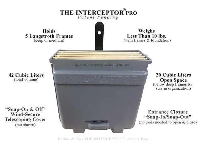 Alt view image 6 of 6 - Honeybee Swarm Trap- PRO Complete Kit ASSEMBLED With Frames, Foundation, Lure & REAL Beeswax Coating (also includes tree strap & hooks)