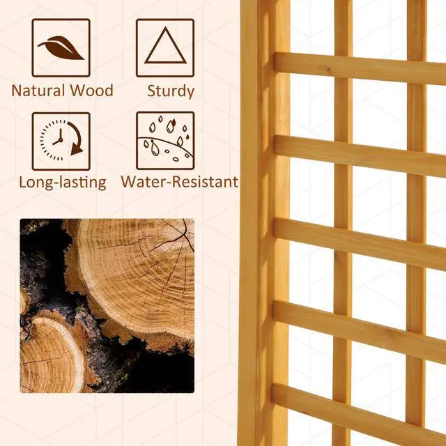 Alt view image 4 of 6 - 90in Wood Garden Arbor Arch with Trellis Wall for Climbing & Hanging Plants, Decor for Party, Weddings, Birthdays & Backyards