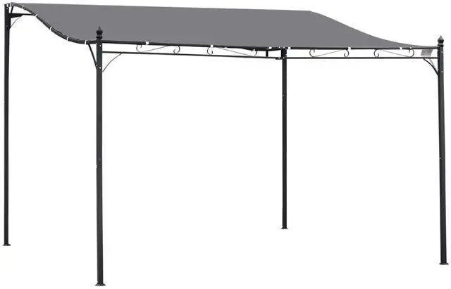 Main image of 10' x 13' Steel Outdoor Pergola Gazebo, Patio Canopy with Weather-Resistant Fabric and Drainage Holes for Backyard, Deck, Garden, Gray