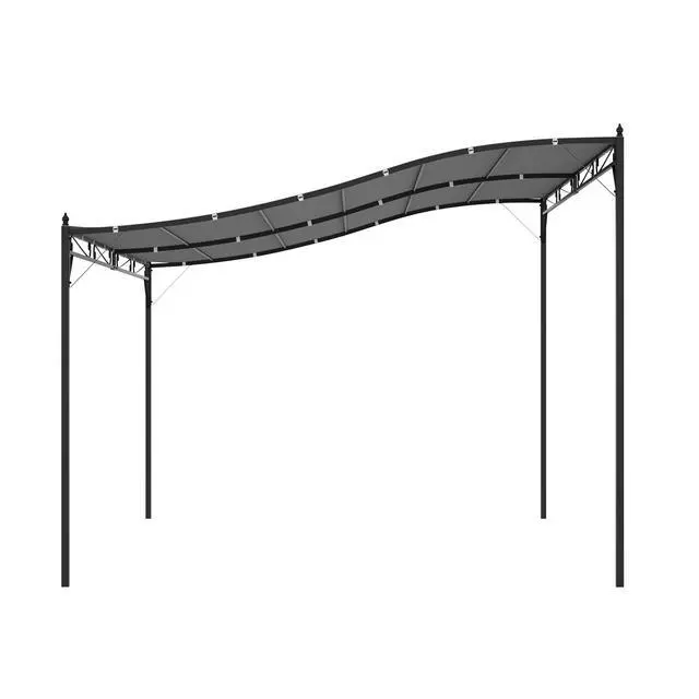 Alt view image 6 of 6 - 10' x 13' Steel Outdoor Pergola Gazebo, Patio Canopy with Weather-Resistant Fabric and Drainage Holes for Backyard, Deck, Garden, Gray