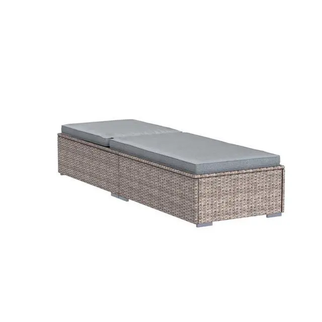 Alt view image 4 of 6 - Outdoor Patio Chaise Lounge Chair, Elegant Reclining Adjustable Pool Rattan Chaise Lounge Chair with Cushion, Grey PE Wicker, Steel Frame,Light Grey, Set of 2