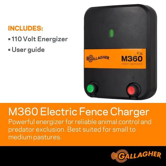 Alt view image 2 of 6 - M360 Electric Fence Charger | 3.6 Joules for Livestock, Pastures & Perimeter Control | Powers Up to 55 Miles of Fence or 250 Acres | 110V AC Powered Energizer with Lightning Protection