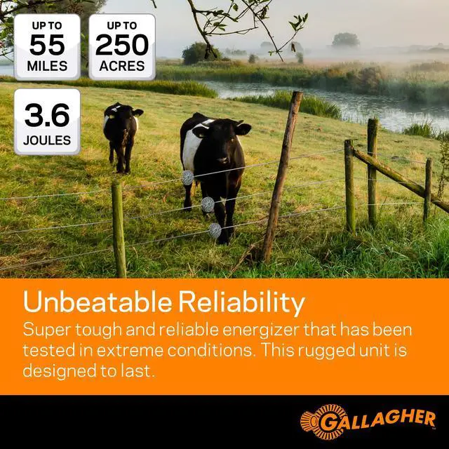 Alt view image 3 of 6 - M360 Electric Fence Charger | 3.6 Joules for Livestock, Pastures & Perimeter Control | Powers Up to 55 Miles of Fence or 250 Acres | 110V AC Powered Energizer with Lightning Protection