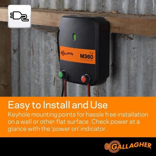 Alt view image 4 of 6 - M360 Electric Fence Charger | 3.6 Joules for Livestock, Pastures & Perimeter Control | Powers Up to 55 Miles of Fence or 250 Acres | 110V AC Powered Energizer with Lightning Protection