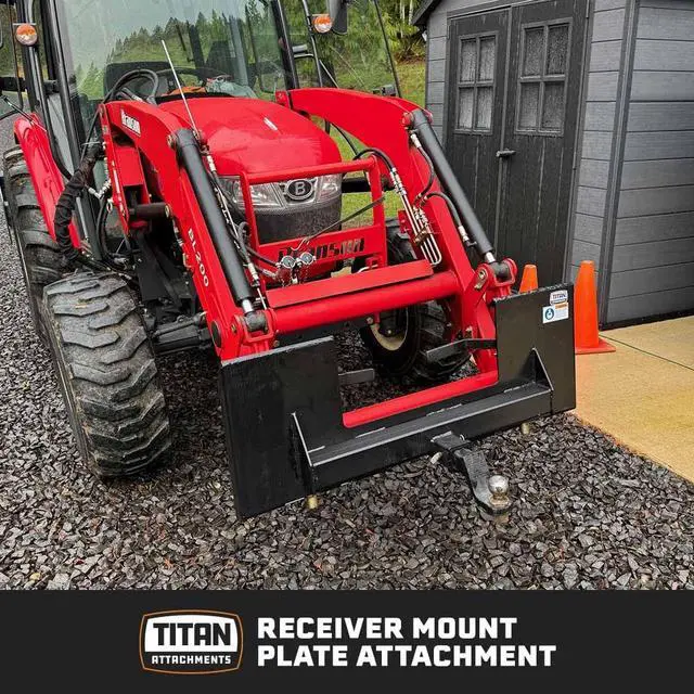 Alt view image 2 of 5 - Universal Cut Out Receiver Mount Plate, 1/4" Thick Skid Steer Plate Attachment, 2" Receiver Hitch, 3000 LB Weight Capacity, Quick Tach Steel Mount Plate Adapter