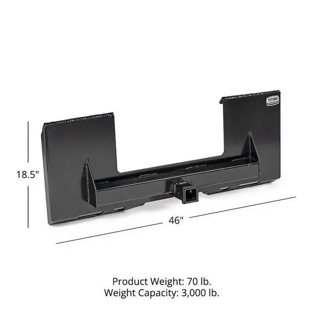 Alt view image 5 of 5 - Universal Cut Out Receiver Mount Plate, 1/4" Thick Skid Steer Plate Attachment, 2" Receiver Hitch, 3000 LB Weight Capacity, Quick Tach Steel Mount Plate Adapter