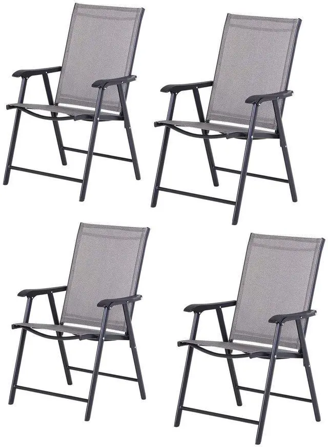 Main image of Folding Outdoor Patio Chairs Set of 4 Stackable Portable for Deck, Garden, Camping and Travel