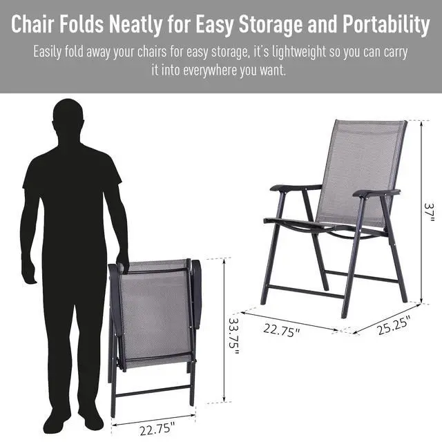 Alt view image 3 of 6 - Folding Outdoor Patio Chairs Set of 4 Stackable Portable for Deck, Garden, Camping and Travel