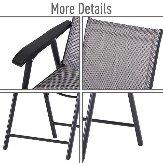 Alt view image 4 of 6 - Folding Outdoor Patio Chairs Set of 4 Stackable Portable for Deck, Garden, Camping and Travel